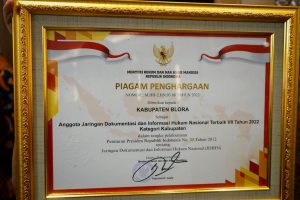 Blora Raih JDIHN Awards 2022 dari Menteri Hukum HAM RI