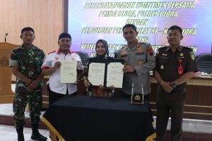 Penandatanganan Komitmen Bersama ditandatangani di aula Arya Guna, Polres Blora, Selasa (9/5).