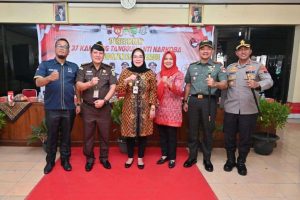 Bupati Sukoharjo, Etik Suryani mencanangkan 37 Kampung Tangguh Anti Narkoba di Desa Gumpang, Kecamatan Kartasura, Selasa (22/8/2023).