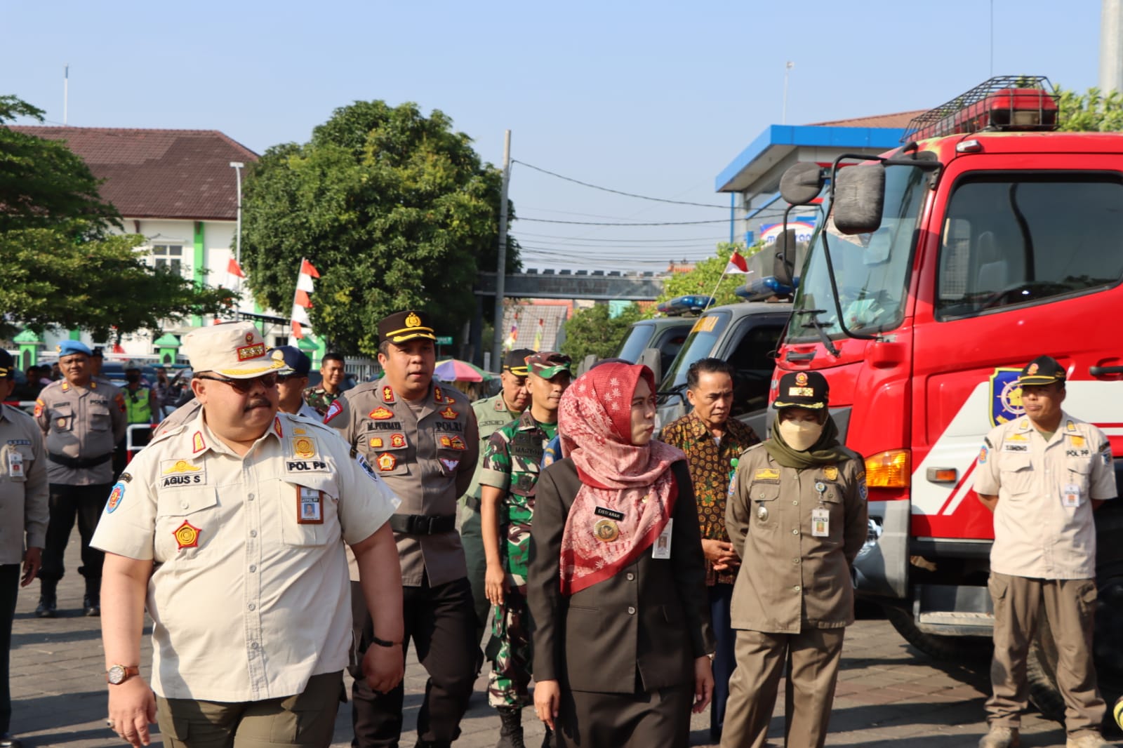Forkopimda Demak saat apel siaga menghadapi dampak El Nino dan Karhutla di Alun-alun Simpang Enam Demak, Kamis (24/8/2023).