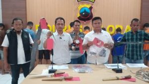 Kasatreskrim Polres Blora AKP Supriyono, saat doorstop di Aula Aryaguna, Rabu (2/8/2023).