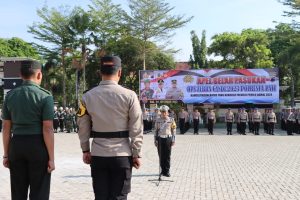 Apel gelar pasukan Operasi Zebra Candi 2023 dihalaman Mapolresta Pati, Senin (4/9/2023).
