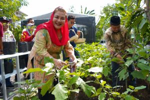 Hevearita Gunaryanti Rahayu saat meresmikan langsung taman dan green house swadaya masyarakat