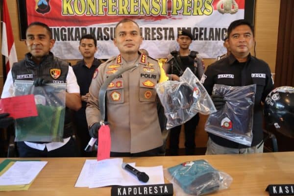 Kapolresta Magelang Mustofa saat konperensi pers di ruang Media Center, Kamis (8/2/2024).