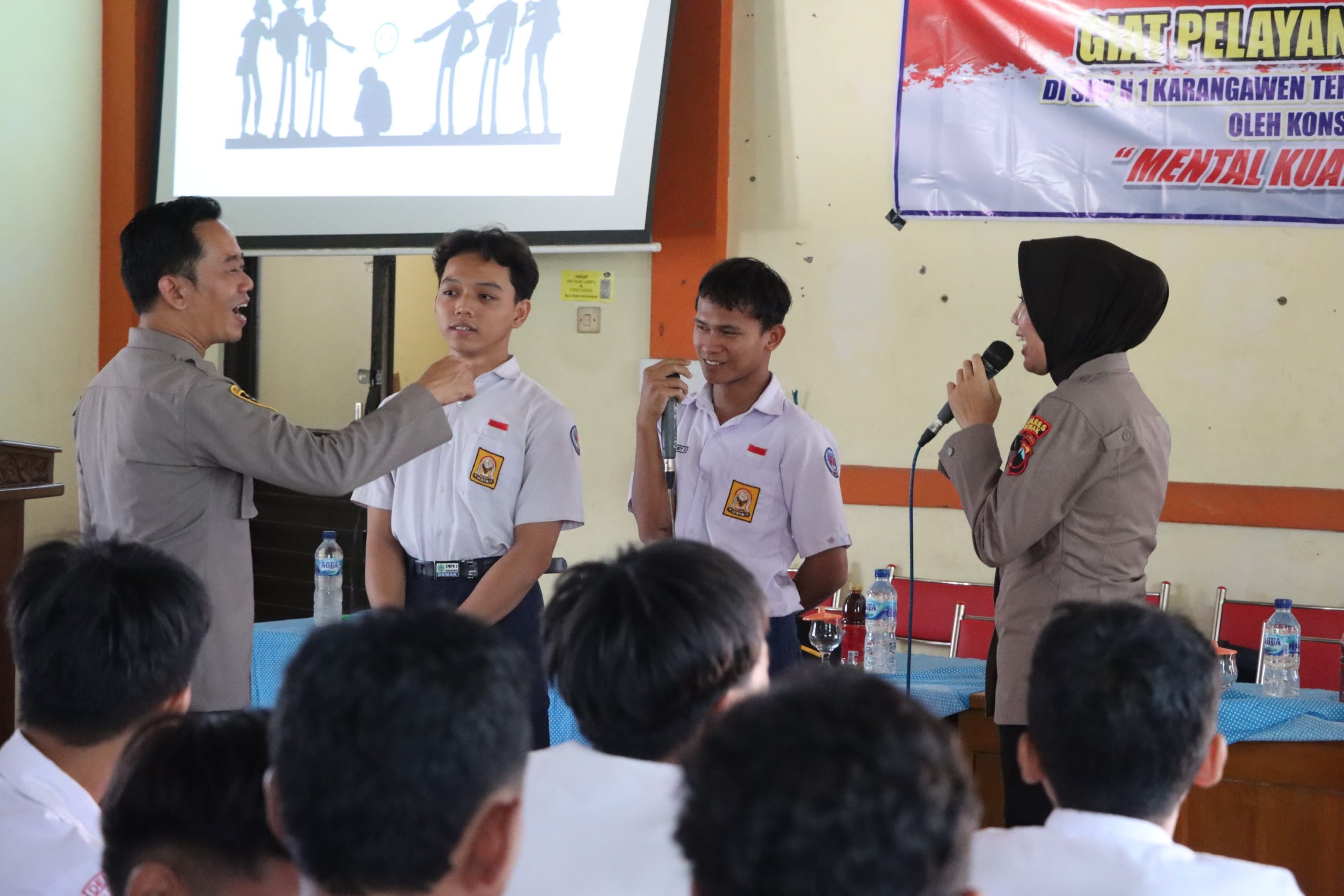 Polres Demak menggelar Psikoedukasi Anti-bullying bagi pelajar di SMP N 1 Karangawen.