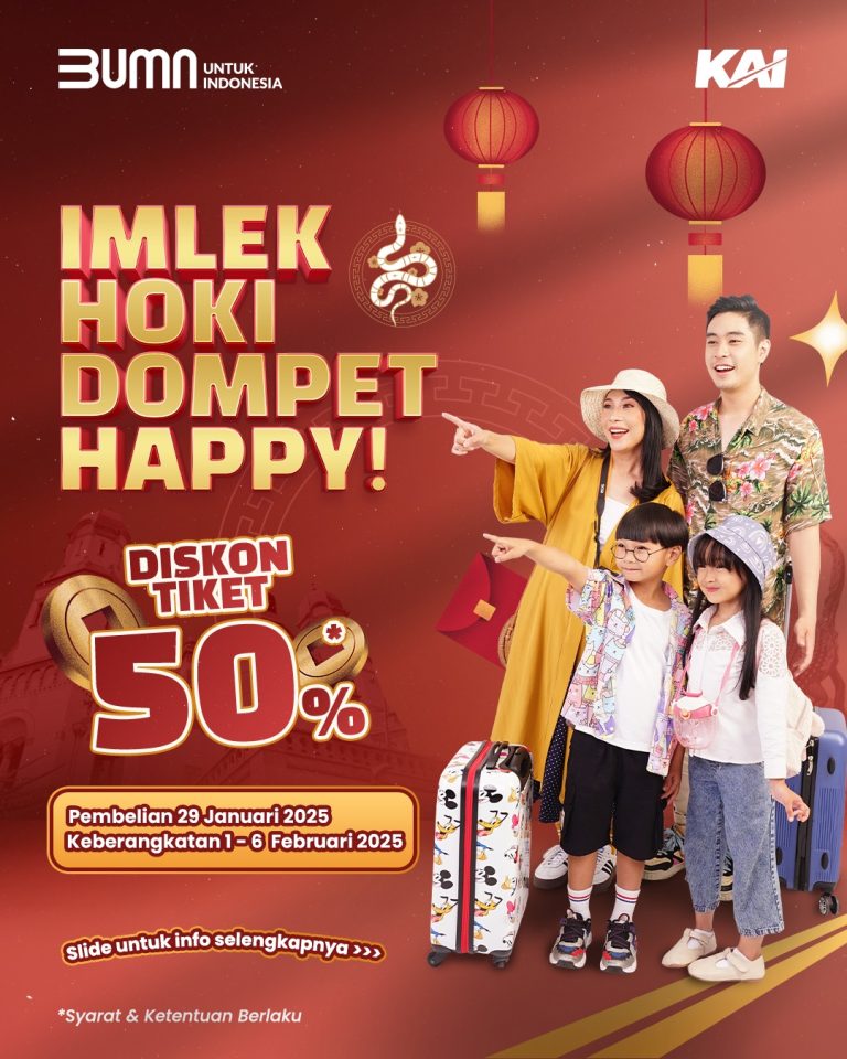 Imlek Hoki Dompet Happy, Diskon Tiket 50 Persen dari KAI